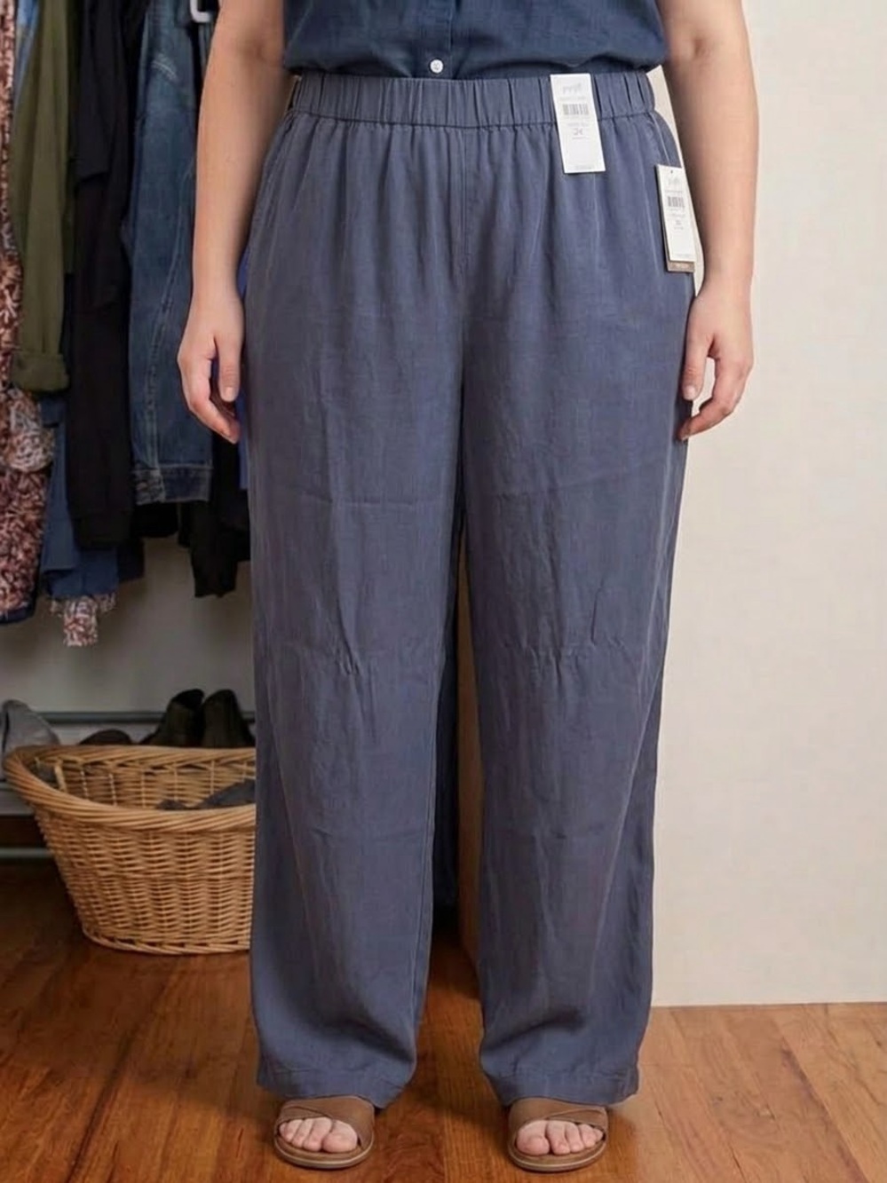 NWT J.Jill Pure Jill Slate Blue Tencel Pull-On Wide-Leg Pants - Size 2X